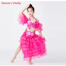 Детское модальное платье для танца живота, набор костюмов для танца живота, женский костюм для танца живота, красный, белый