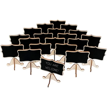 

High Quanlity-20 Pcs Wood Mini Chalkboard Signs with Support Easels, Place Cards,Small Rectangle Chalkboards Blackboards for Wed