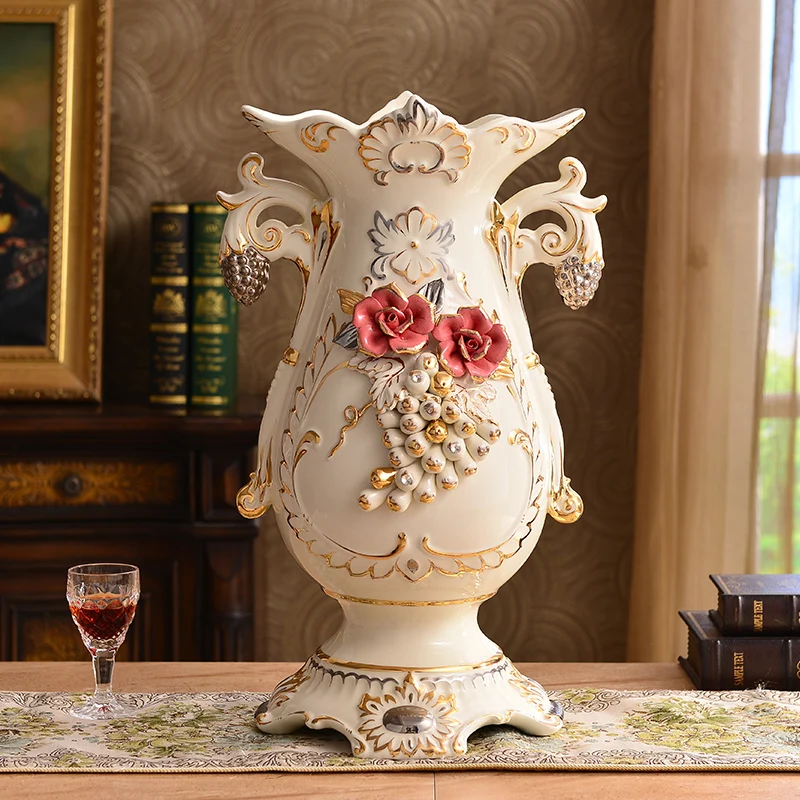 

40/50/60CM /Rose sculpture Ceramic Vase Flower Stand Wedding Decorative Road Lead Flower Arrangement Decoration Home Accessories