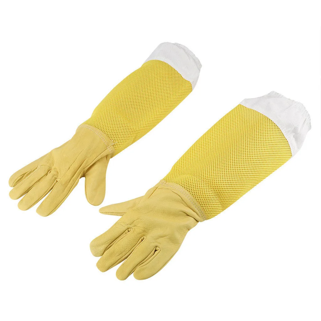 25# пара защитных пчеловодческих перчаток чистая козья пчелиная Кожа Вентилируемые с длинными рукавами оборудование и инструменты для пчеловодства