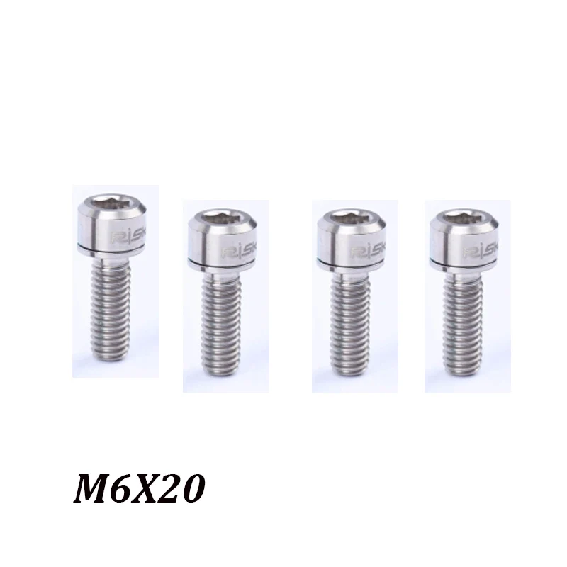 RISK M6* 18/20 мм Титан 4 шт./компл. MTB дорожный велосипед гидравлический дисковый тормоз фиксированные болты велосипедные шатуны фиксированный винт - Цвет: M6 20 titanium