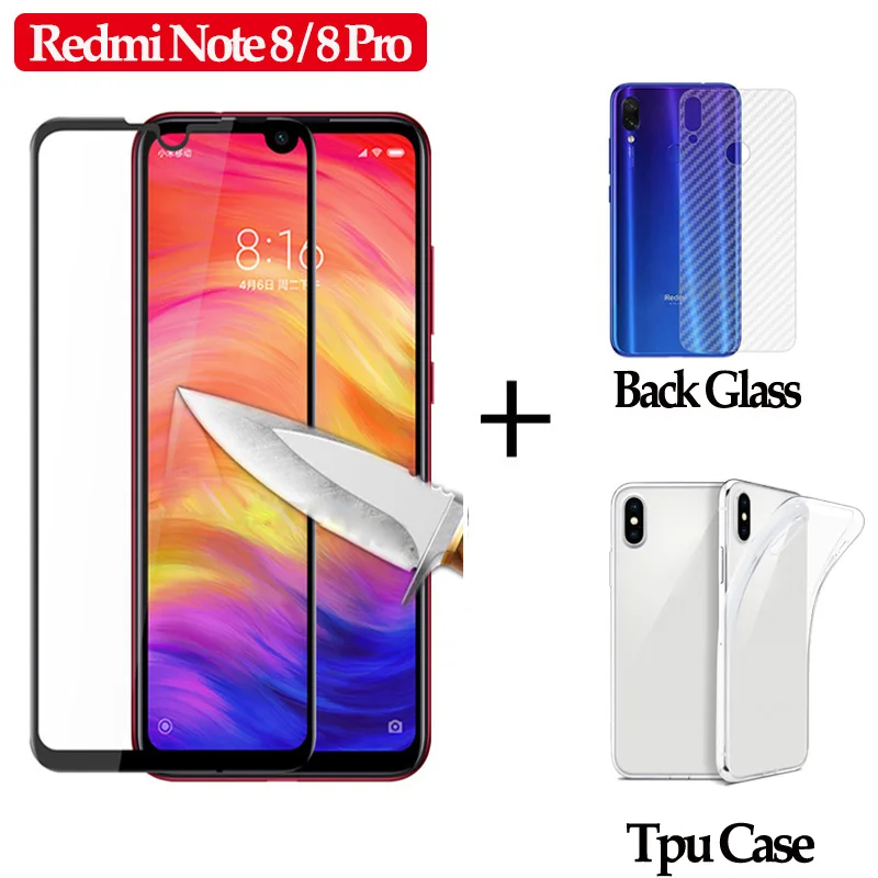 360 передняя + задняя закаленного стекло xiaomi redmi note 8 защитное на pro мягкий ТПУ чехол