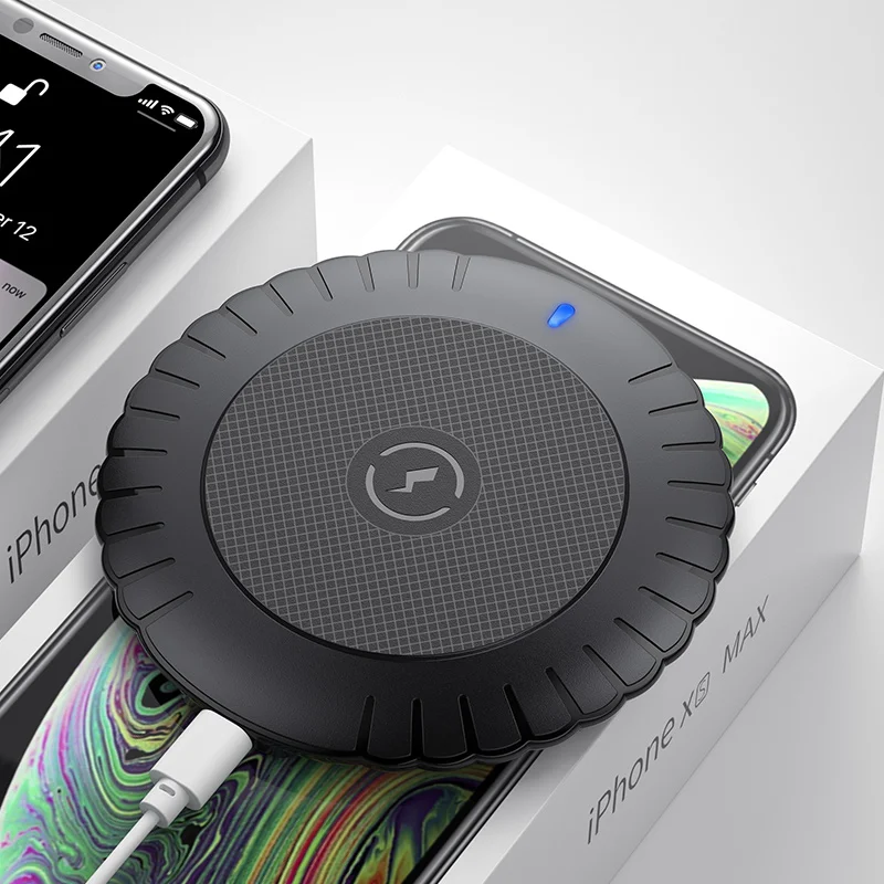 Беспроводное зарядное устройство YKZ 10W для iPhone X XS Max 8 samsung S8 S10 беспроводное портативное зарядное устройство Быстрая зарядка безпроволочная зарядная панель