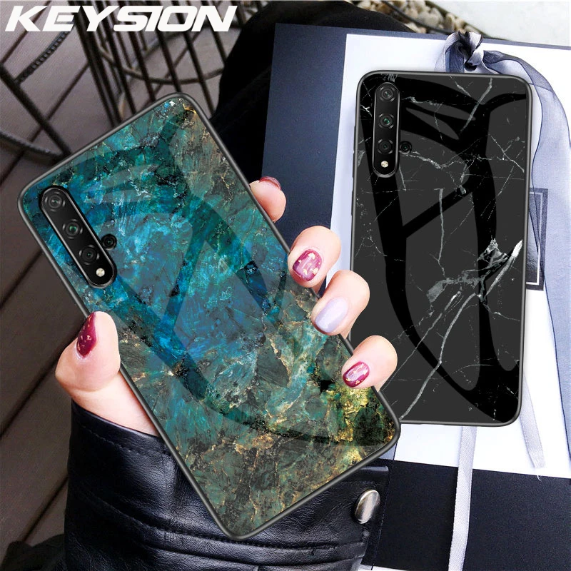 KEYSION Marble Tempered Glass Case For Honor 20 Pro 10i 10 Lite 9X 8A Phone Cover for Huawei Mate 30 P30 P20 Y6 Y7 2019 |
