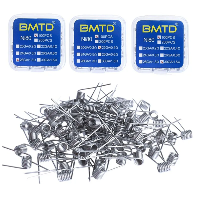 

100pcs/lot Pre-built NI80 Premade Coil 22 24 26 28 30GA DIY Heating Alien Clapton Wire For E Cigarette Rda atomizer