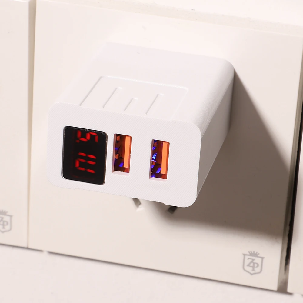 2.1A двойной USB цифровой дисплей портативное зарядное устройство ЕС/США вилка для