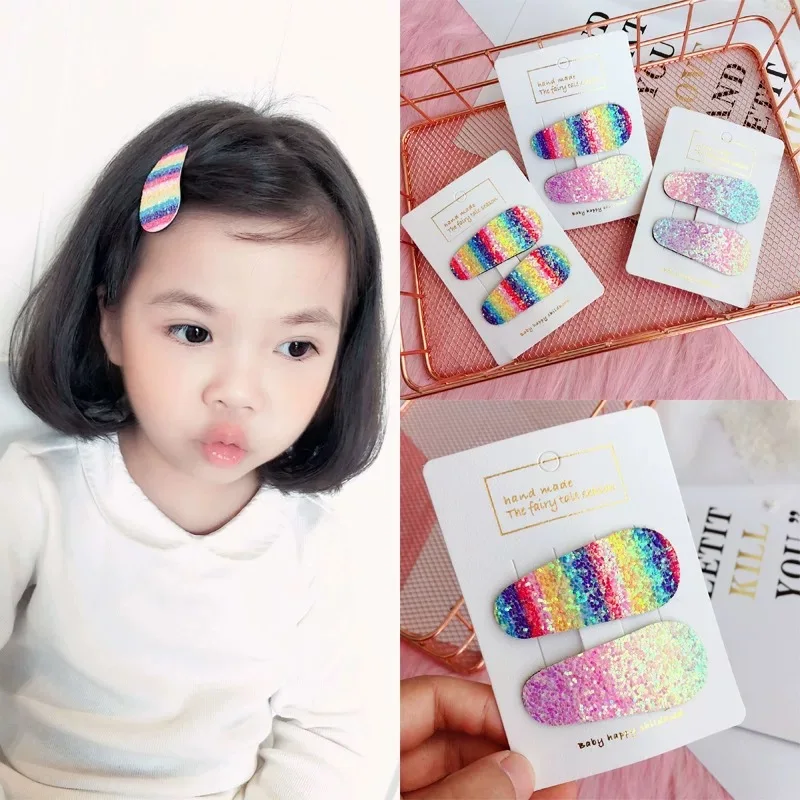 

1Pack=2PCS Hot Sale Children New Hair Clips Cute Sequins Safety Barrettes BB Clip Little Girls Gifts Kids Hair Accessories