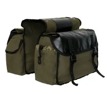 

Motorbike Cycling Saddle Bag +watterproof cover Motorcycle Rear Back Pack Saddlebags Canvas Luggage VintageHigh Quality