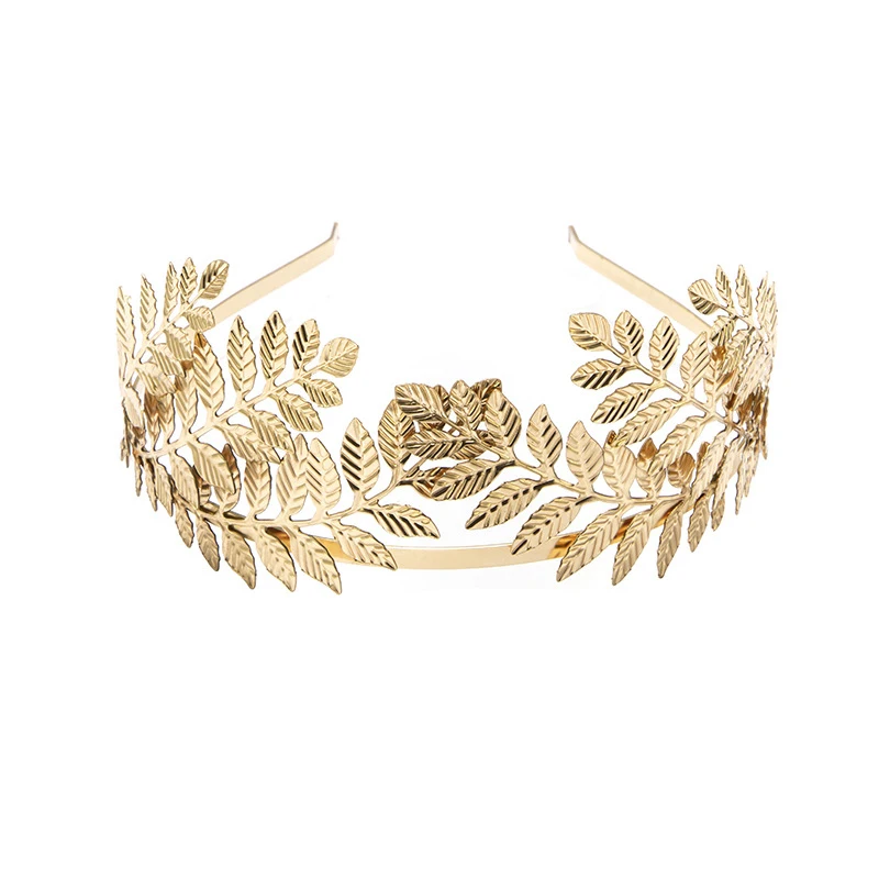 Свадебный налобный ободок для волос украшения для головы диадема в виде короны Золотой металлический полый лист дизайн обруч для волос Свадебные аксессуары для волос для женщин