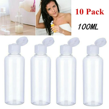 

10X100Ml Plastic Flip Clear Bottle Travel Lotion Liquid Shampoo Makeup Container