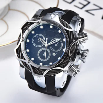 

Vintage Oversized Watch Men Round Quartz Large Dial Watch AAA Stainless Steel Waterproof Quartz Reloj de hombre Montre homme