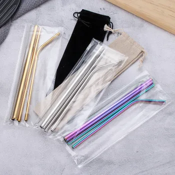 

Reusable Metal Drinking Straws 4 Pcs 304 Stainless Steel Sturdy Bent Straight Drinks Straw