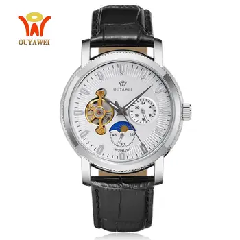 

Tourbillon Mechanical Men Wristwatches Clock Fashion Silver white automatic self winding men pilot watch Gifts relogio masculino