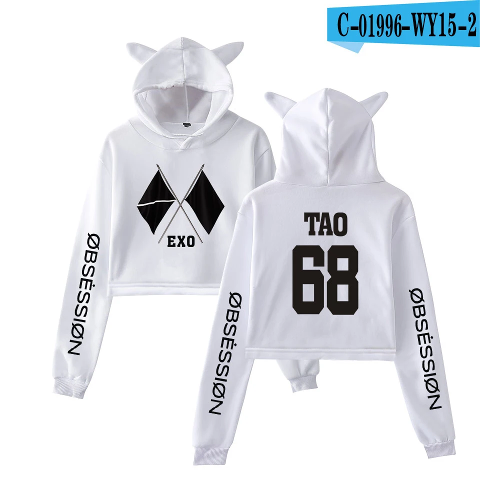 KPOP EXO, альбом,, 6-й альбом, OBSESSION WE ARE ONE EXO, модный принт, кошачьи уши, топ, женские толстовки, толстовка, сексуальная одежда - Цвет: picture color