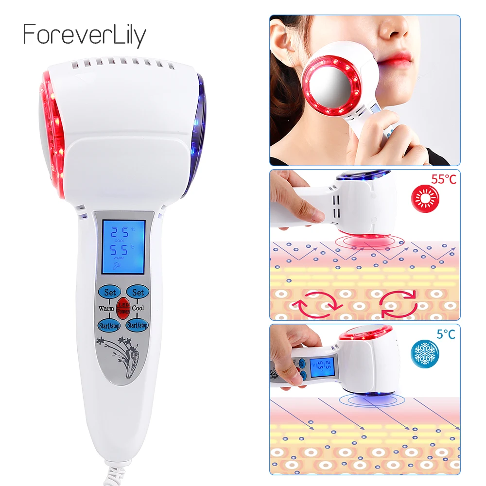  Hot Cold Hammer Face Care Device Cryotherapy Blue Photon Acne Treatment Lifting Rejuvenation Facial
