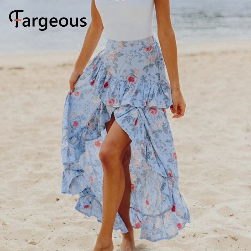 Женская длинная юбка с высокой талией Fargeous летняя принтом на шнурках для пляжной