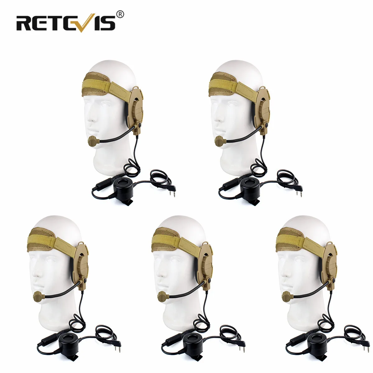 

5pcs HD03 Z Tactical Bowman Elite II Headset with Waterproof PTT Right/Left Ear For Kenwood 2 Pin Two-way Radios Yellow C2052Y