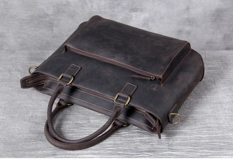 MAHEU, мужские портфели из натуральной кожи, 15 дюймов, для ноутбука, повседневная сумка, большая емкость, Воловья кожа, сумка на плечо, винтажные мужские сумки