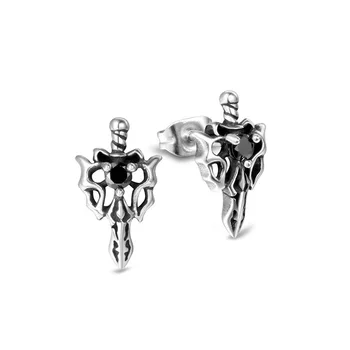 

Cross Border Popular Titanium Steel Retro Cross Earrings, Domineering Holy Sword Fashion Earrings for Men Cf126