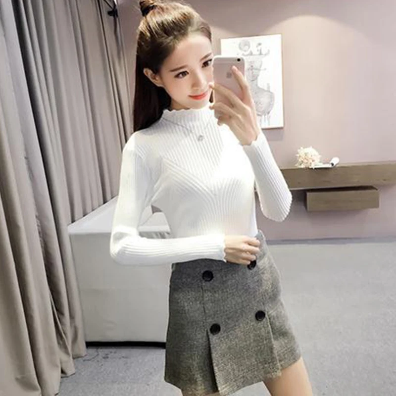 

2020 Basic O-neck Knitted Jumpers for Women Sweater Casual Loose Long Sleeve Winter Sweater Female Pullovers Streetwear