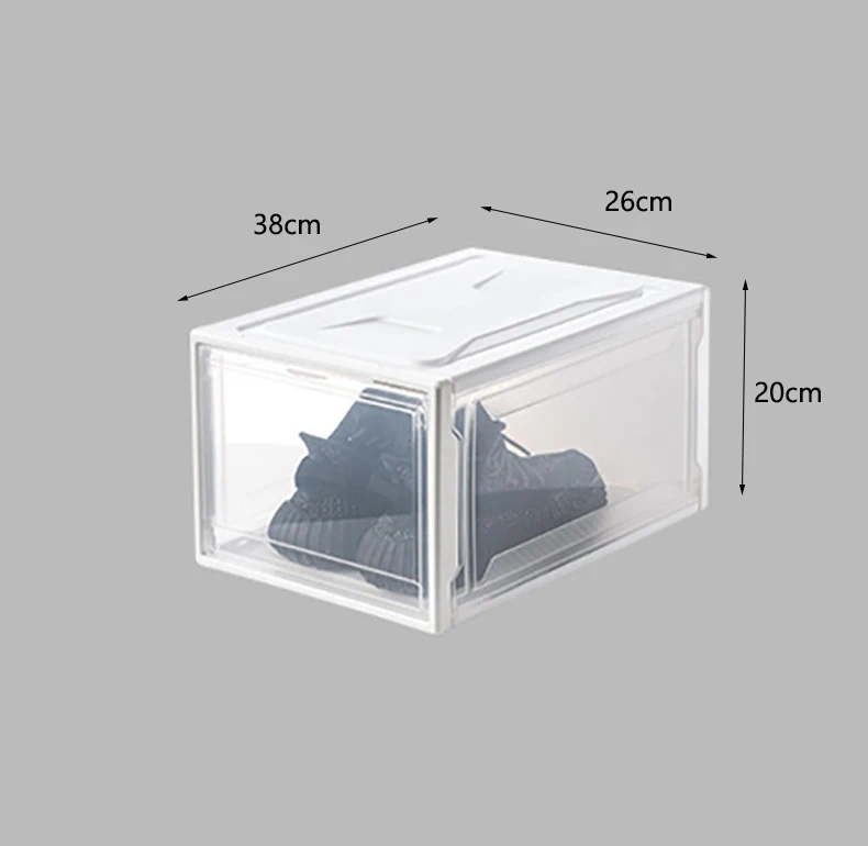 1PCS White Пластиковые обувные коробки Прогулочные кроссовки коробка штабелируемые ящики для хранения спортивная обувь на высоком каблуке коробки чехол винтажные кроссовки обувные коробки - Цвет: 1PCS White