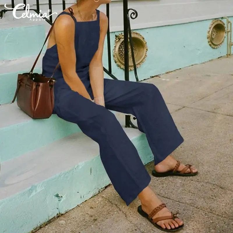Fashion Women Backless Jumpsuits Celmia Sexy Straps Summer Wide Leg Trousers Ladies Overall Pants Casual Playsuits Plus Size 5XL Fashion Women Backless Jumpsuits Celmia Sexy Straps Summer Wide Leg Trousers Ladies Overall Pants Casual Playsuits Plus Size 5XL