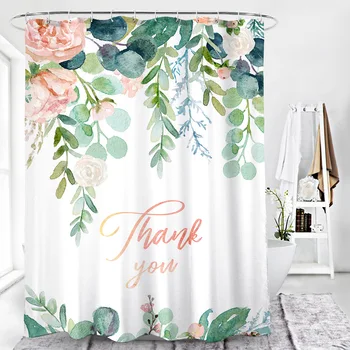 

Flower Leaves 3D Printed Shower Curtains Waterproof Bathroom Curtain Polyester Fabric Washable Bath with Hoooks Home Decor