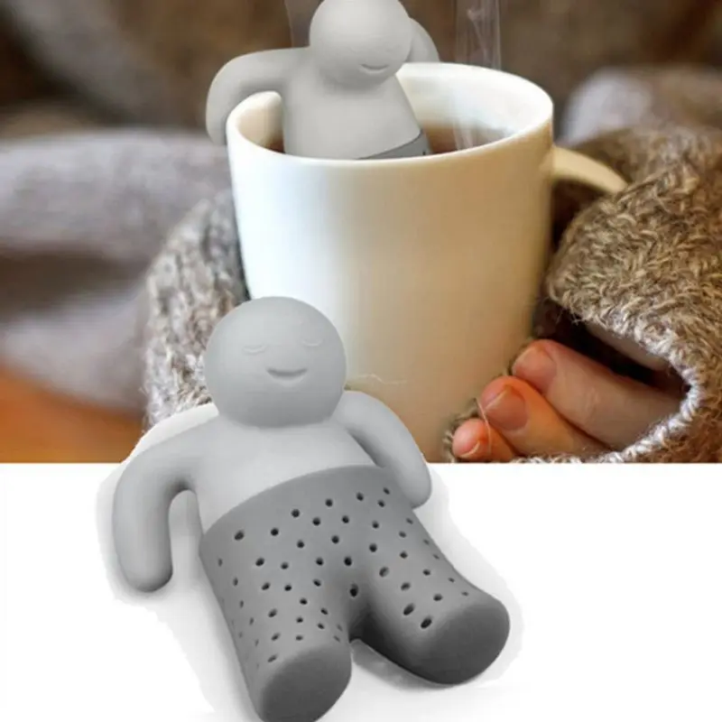 

Silicone Tea Strainer Interesting Life Partner Cute Mister Teapot MR Little Man People Tea Infuser Filter Brewing Making Teapot