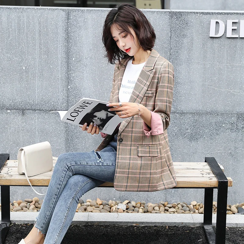 

Stripes Small Suit Coat Women's Mid-length 2019 Spring And Autumn New Style Korean-style Casual Versatile CHIC Online Celebrity
