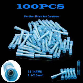 

50/100PCS Insulated Waterproof Heat Shrink Terminals Butt Connector 16-14 AWG Crimp Terminals Electrical Wire Connectors