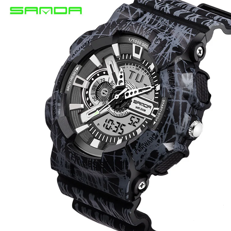 

SANDA Multi-functional Sports Watch Waterproof Night Light Electronic Watch Couple Watch Korean-style Cool STUDENT'S Watch Creat