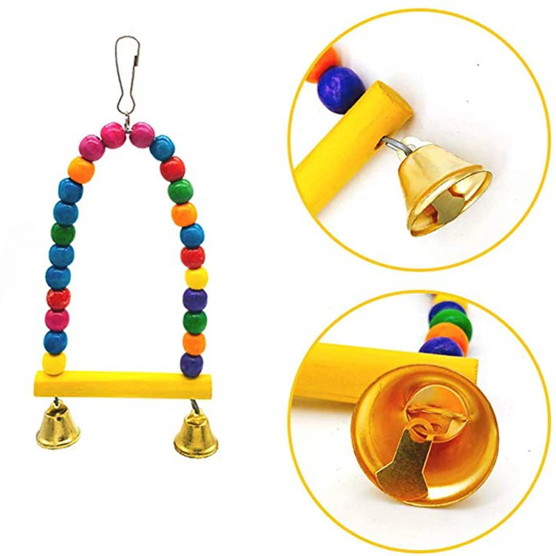 Мода-6 шт. набор игрушки для птиц качели для попугая кровать лестница гамак Macaws укус попугай колокольчик Lovebirds ротанговый окунь плавники игрушки