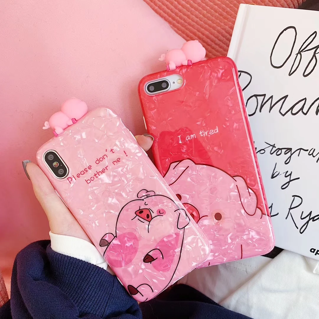 Силиконовый чехол с милой Свинкой для iPhone 11 Pro XR XS Max X 6 7 8 Plus SE 2 глянцевый раковиной