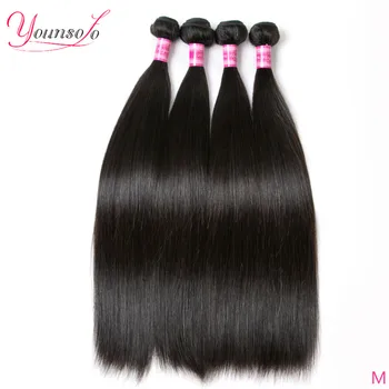 

Brazilian Straight Human Hair Weave Bundles Natural Black 4 Bundle Deals 100% Human Hair Bundles Remy Hair Bundles Younsolo Hair