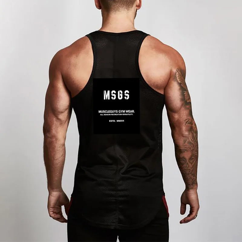 

Mesh Fitness Singlets Sleeveless Brand Workout Fashion Cotton Mens Tank Top Gym Tanktops Bodybuilding Vest Stringer Undershirt
