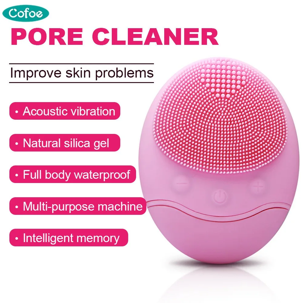 Cofoe USB электрическая звуковая вибрационная силиконовая Очищающая щетка для лица, массажер для ухода за кожей, очищающая поры и отшелушивающая щетка для мытья лица