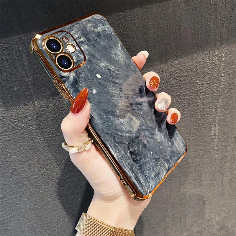 For Iphone 11 Case Luxury Marble Electroplated Gold Plated Ring Holder Cases For Iphone 13 Pro Max 7 8 Plus Xs Xr X Se 12 Phone Case Covers Aliexpress