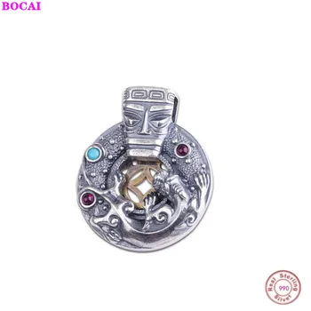 

BOCAI Thai silver handmade s999 sterling silver pendant men's original design escape the dragon men and women's fashion pendant