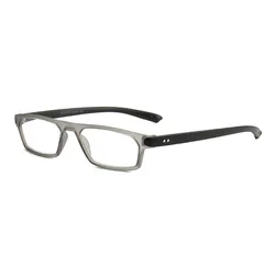 Stylish Rectangular Reading Glasses with Spring Hinges and Mixed Color Frames - +150 (GRAY)