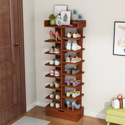Zapatero sencillo y sencillo, armario de zapatos para el hogar, Zapatero multicapa, puerta multifunción, estante de almacenamiento de madera ensamblado
