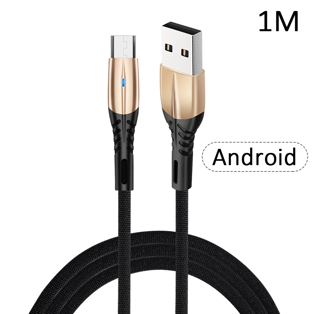Кабель Micro USB 2A из цинкового сплава, кабель для быстрой зарядки для Xiaomi для samsung Galaxy для huawei, кабель для мобильного телефона - Цвет: Gold