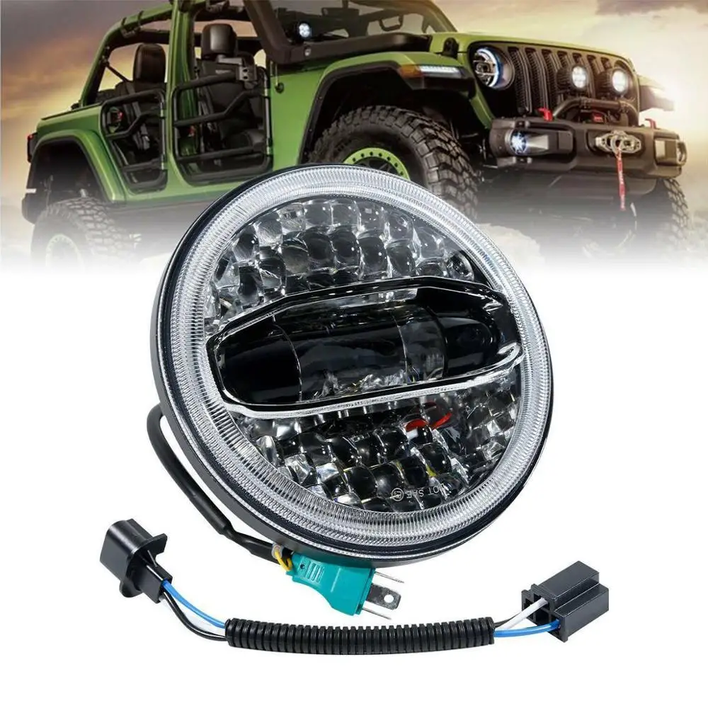 

LED Round Headlight 7'' 108W For Harley Touring 1994-2013 For Jeep Wrangler JL W/ Bracket 18-19 For Hummer