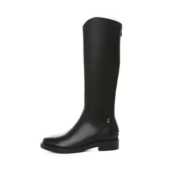 

women Antumn Winter Warm Office Shoes Euro Style Side Zipper Motorcycle Boots Knee High Boots Shoes Woman size 41 42 43