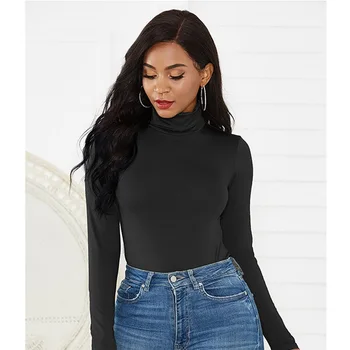 

Women Turtleneck Bodysuits Long Sleeve Solid Bodycon Fashion Basic Autumn Winter Bodysuit Rompers Ladies Body Top Jumpsuits
