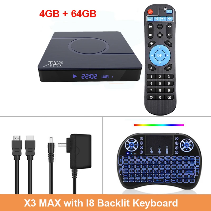 4GB 64GB I8 Новинка X3 MAX Android 9,0 tv box Amlogic S905X3 4 ГБ 32 ГБ 64 Гб 8K 1080P HD медиаплеер двойной wifi Netflix Google Smart tv box - Цвет: 4GB 64GB I8