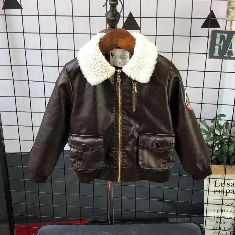 

Korean-style Childrenswear Winter New Products BOY'S Thick Leather Coat A110123
