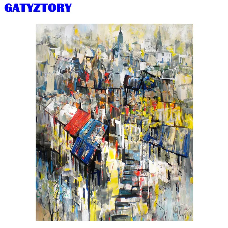 GATYZTORY рамка Париж романтическая Diy картина по номерам Холст Картина акриловая Настенная картина уникальный подарок для домашний декор искусство - Цвет: 190806-5