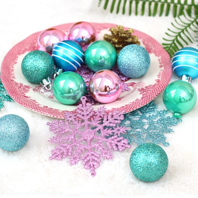 

Christmas Party Decorations 24Pcs Christmas Ball Snowflake Pendants Kit Shatterproof Christmas Tree Baubles Holiday Ornament