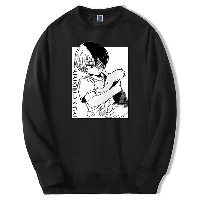 

Autumn Men Oversize Thick Anime My Hero Academia Sweatshirts Harajuku Warm Top Man Simple Todoroki Shoto Pullovers