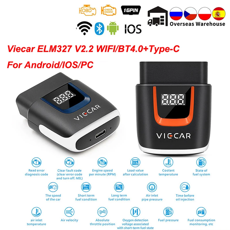Viecar ELM327 V2.2 PIC18F25K80 OBD2 Bluetooth 4 0 WIFI ELM 327 USB-сканер автомобильный инструмент OBD 2